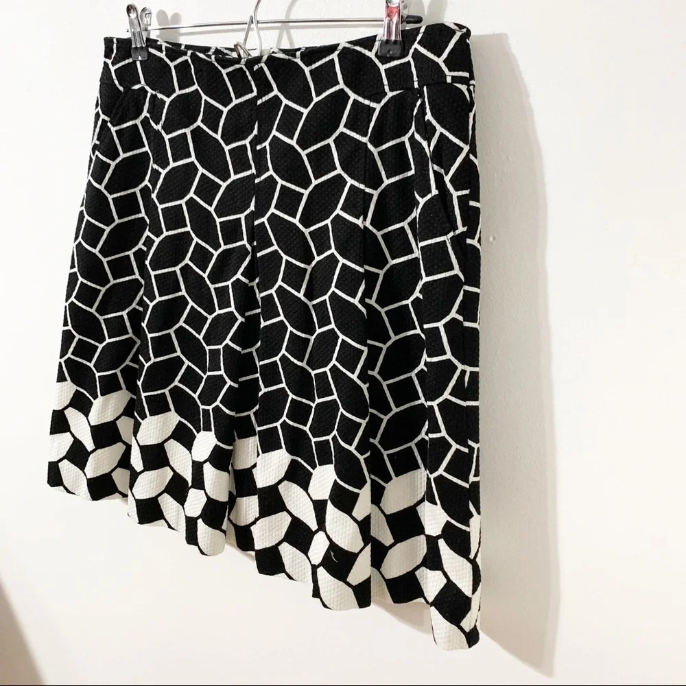 Talbots Geometric Shape Printed A-line Cotton Skirt Front Pleating Invisible Zip - Picture 2 of 14